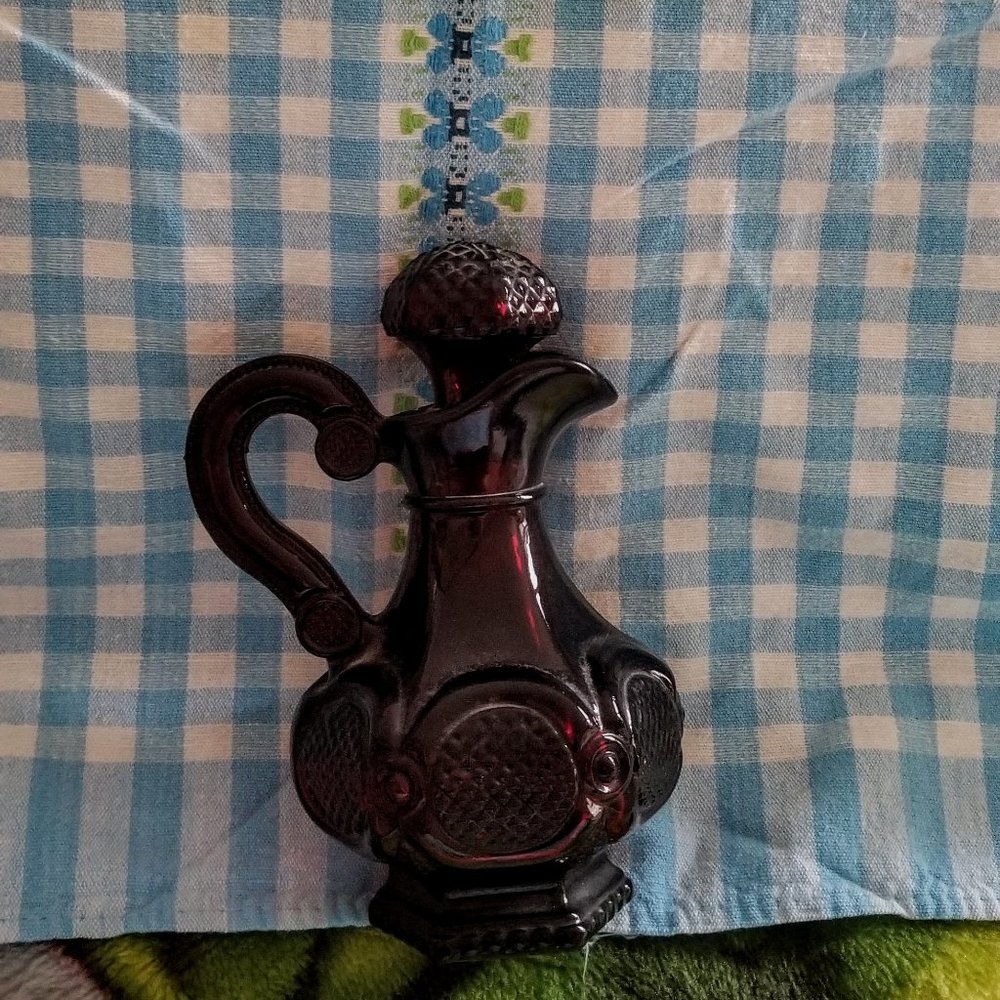 Vintage Ruby Red Avon Cape Cod Collection Cruet